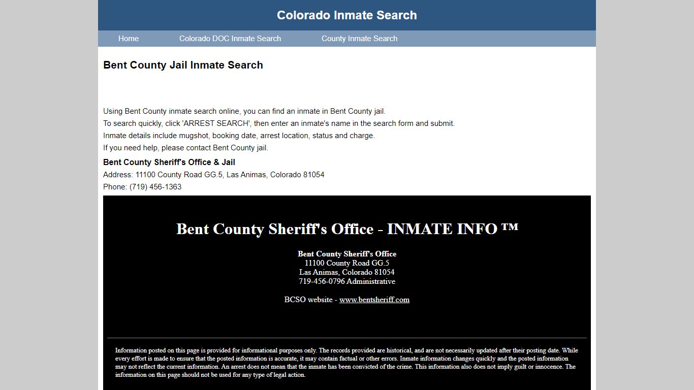 Bent County Jail Inmate Search